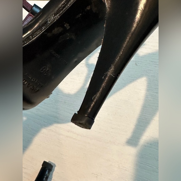 PRADA Chocolate Satin Flower Applique Accent Ankle Strap 3.5" Heel 36.5 Size 38 - Picture 7 of 15